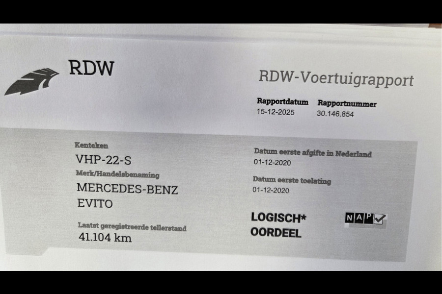 Mercedes-Benz eVito eVito Lang Launch Edition 41 kWh Airco ZONDER KRASSEN OF DEUKEN