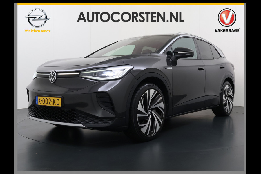 Volkswagen ID.4 Max 77kWh SOH 90% Warmtepomp Ergo Comfort Stoelen Trekhaak 360°Camera Panoramadak Adap.Cruise Navi Ecc Apple Carplay Android Aut Memory Stoel+Stuurverwarming Lmv 21" DAB Elek.Stoelen+Achterklep Voorruitverwarming Matrix Led Origineel Nederlandse Super Compleet! Auto Nieuwprijs  €57.932,-