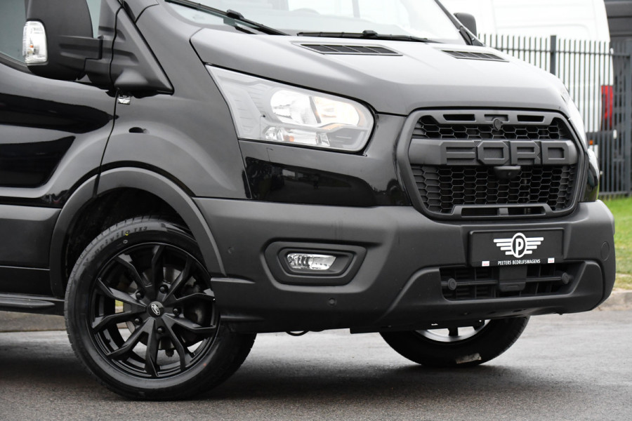 Ford Transit 350 2.0 TDCI L3H2 Black Edition GEEN BTW! 360 Camera, Adaptieve Cruise, Automaat, Sensoren, Stoelverwarming, Trekhaak, Uniek!