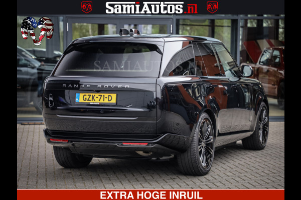 Land Rover Range Rover P550e | NIGHT | GARANTIE TOT 14-03-2029 | HEAD-UP | ACHTERAS BESTURING | SOFT CLOSE | PHEV | 23 INCH VELGEN | PANORAMADAK | STUURVERWARMING | STOEL KOELING | Fabrieksgarantie tot 14-03-2029 – Geniet van gemoedsrust met uitgebreide dekking tot deze datum. GZK-71-D
