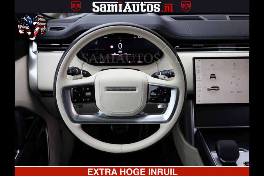 Land Rover Range Rover P550e | NIGHT | GARANTIE TOT 14-03-2029 | HEAD-UP | ACHTERAS BESTURING | SOFT CLOSE | PHEV | 23 INCH VELGEN | PANORAMADAK | STUURVERWARMING | STOEL KOELING | Fabrieksgarantie tot 14-03-2029 – Geniet van gemoedsrust met uitgebreide dekking tot deze datum. GZK-71-D
