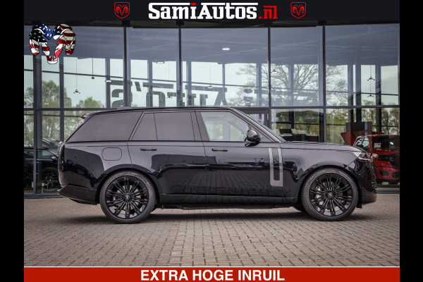 Land Rover Range Rover P550e | NIGHT | GARANTIE TOT 14-03-2029 | HEAD-UP | ACHTERAS BESTURING | SOFT CLOSE | PHEV | 23 INCH VELGEN | PANORAMADAK | STUURVERWARMING | STOEL KOELING | Fabrieksgarantie tot 14-03-2029 – Geniet van gemoedsrust met uitgebreide dekking tot deze datum. GZK-71-D