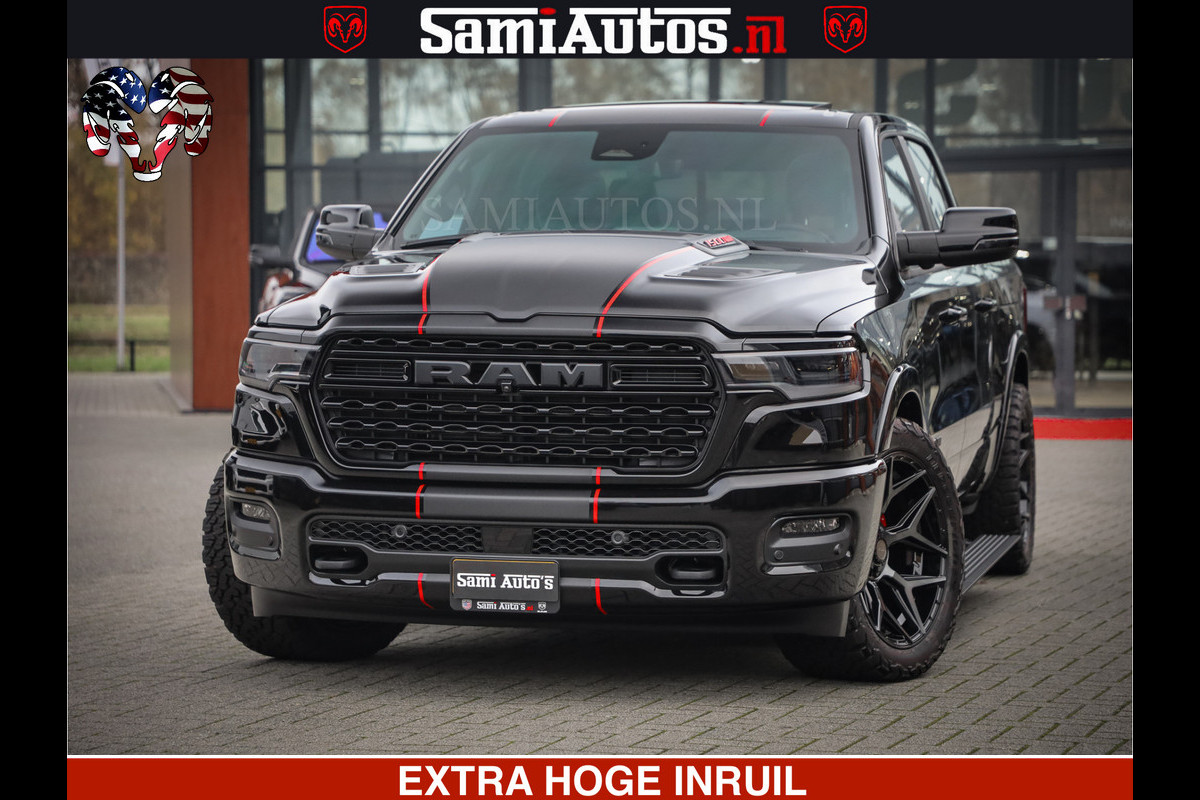 Dodge Ram 1500 Limited Night High Output 540HP 706Nm | Massage + Full Option | De Meest Luxe en Volle Pick-Up in zijn Klasse | Comfortabele Dubbele Cabine met Royale 5 Zitplaatsen | BPM vrij | Nu Leverbaar uit Voorraad | Voorraad Nr 2357 - 5182
