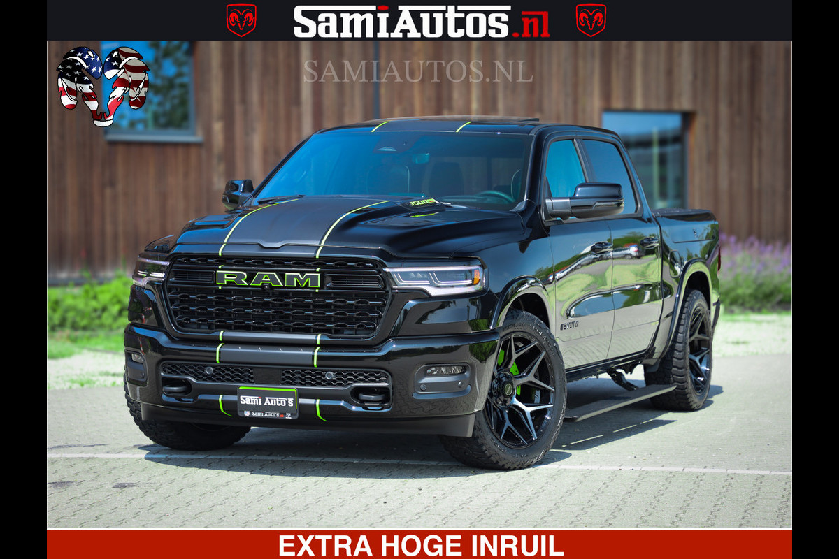 Dodge Ram 1500 Limited Night High Output 540HP 706Nm | Massage + Full Option | De Meest Luxe en Volle Pick-Up in zijn Klasse | Comfortabele Dubbele Cabine met Royale 5 Zitplaatsen | BPM vrij | Nu Leverbaar uit Voorraad | Voorraad Nr 2300 - 7689