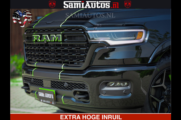 Dodge Ram 1500 Limited Night High Output 540HP 706Nm | Massage + Full Option | De Meest Luxe en Volle Pick-Up in zijn Klasse | Comfortabele Dubbele Cabine met Royale 5 Zitplaatsen | BPM vrij | Nu Leverbaar uit Voorraad | Voorraad Nr 2300 - 7689