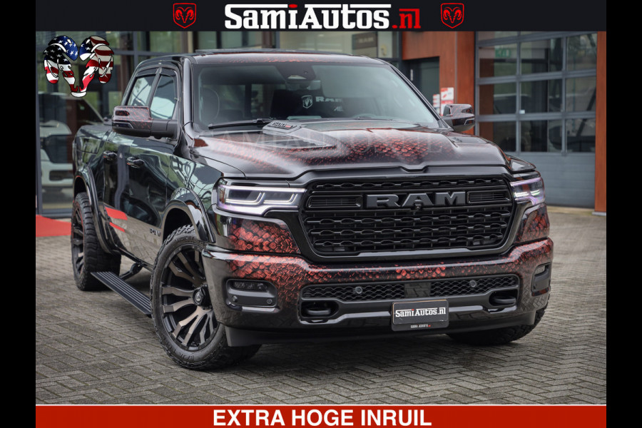 Dodge Ram COBRA EDITION | 1500 Limited Night High Output 540HP 706Nm | Massage + Full Option | De Meest Luxe en Volle Pick-Up in zijn Klas Comfortabele Dubbele Cabine met Royale 5 Zitplaatsen | BPM vrij | Nu Leverbaar uit Voorraad | Voorraad Nr 2292 - 5178 | Cobra package is meerprijs |