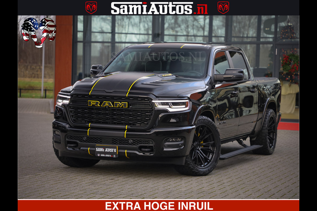 Dodge Ram 1500 Limited Night H.O 540HP 706Nm | Massage + Full Option | De Meest Luxe en Volle Pick-Up in zijn Klasse | Comfortabele Dubbele Cabine met Royale 5 Zitplaatsen | BPM vrij | Nu Leverbaar uit Voorraad | Voorraad Nr 2295 - 8559