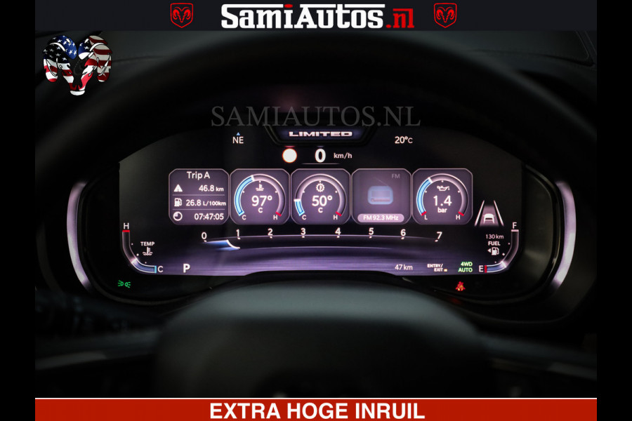 Dodge Ram 1500 Limited Night H.O 540HP 706Nm | Massage + Full Option | De Meest Luxe en Volle Pick-Up in zijn Klasse | Comfortabele Dubbele Cabine met Royale 5 Zitplaatsen | BPM vrij | Nu Leverbaar uit Voorraad | Voorraad Nr 2370 - 5411