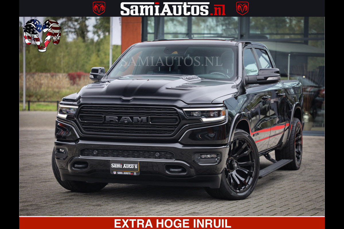 Dodge Ram 1500 LIMITED NIGHT | FEUL WHEELS | BOM VOL | 5.7 V8 4x4 | TOP STAAT | DUBBELE CABINE | MWK | XB9 | HUD | Deze RAM is momenteel in gebruik door ons. Gelieve ons te informeren indien u de pick-up wenst te bezichtigen.