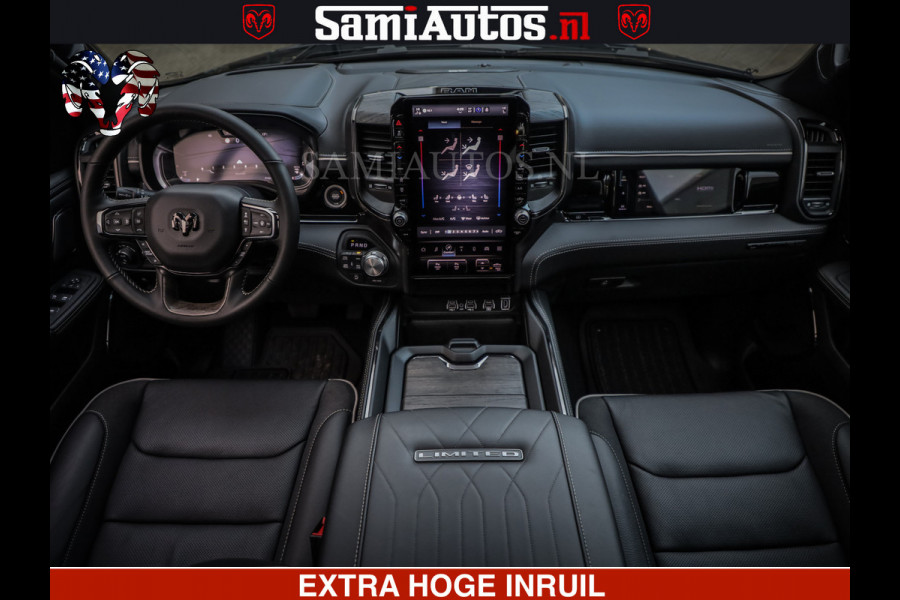 Dodge Ram 1500 Limited Night H.O 540HP 706Nm | Massage + Full Option | De Meest Luxe en Volle Pick-Up in zijn Klasse | Comfortabele Dubbele Cabine met Royale 5 Zitplaatsen | BPM vrij | Nu Leverbaar uit Voorraad | Voorraad Nr 2323 - 5168