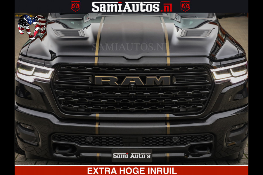 Dodge Ram 1500 Limited Night H.O 540HP 706Nm | Massage + Full Option | De Meest Luxe en Volle Pick-Up in zijn Klasse | Comfortabele Dubbele Cabine met Royale 5 Zitplaatsen | BPM vrij | Nu Leverbaar uit Voorraad | Voorraad Nr 2323 - 5168