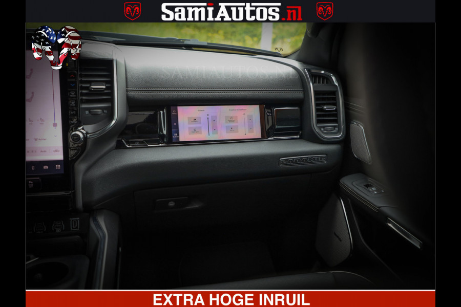 Dodge Ram 1500 GEEN MEERPRIJS | ALL IN | HELLCAT WHEELS | WIDE BODY | Laramie Night | 420Pk 636 Nn | Extra Groot Scherm + Passagiers Scher Comfortabele Dubbele Cabine met Royale 5 Zitplaatsen | Nu Leverbaar uit Voorraad | Voorraad Nr 2223 - 5047