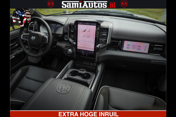 Dodge Ram 1500 GEEN MEERPRIJS | ALL IN | HELLCAT WHEELS | WIDE BODY | Laramie Night | 420Pk 636 Nn | Extra Groot Scherm + Passagiers Scher Comfortabele Dubbele Cabine met Royale 5 Zitplaatsen | Nu Leverbaar uit Voorraad | Voorraad Nr 2223 - 5047