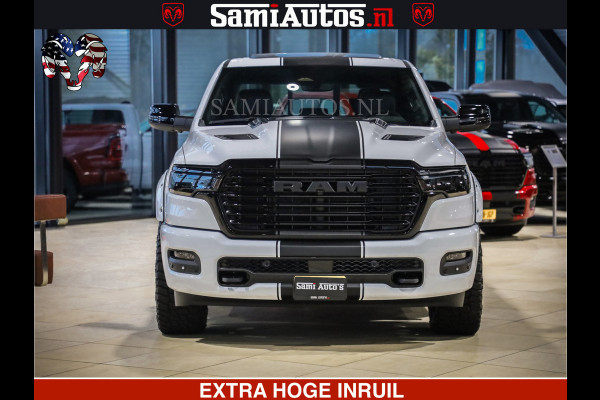 Dodge Ram 1500 GEEN MEERPRIJS | ALL IN | HELLCAT WHEELS | WIDE BODY | Laramie Night | 420Pk 636 Nn | Extra Groot Scherm + Passagiers Scher Comfortabele Dubbele Cabine met Royale 5 Zitplaatsen | Nu Leverbaar uit Voorraad | Voorraad Nr 2223 - 5047