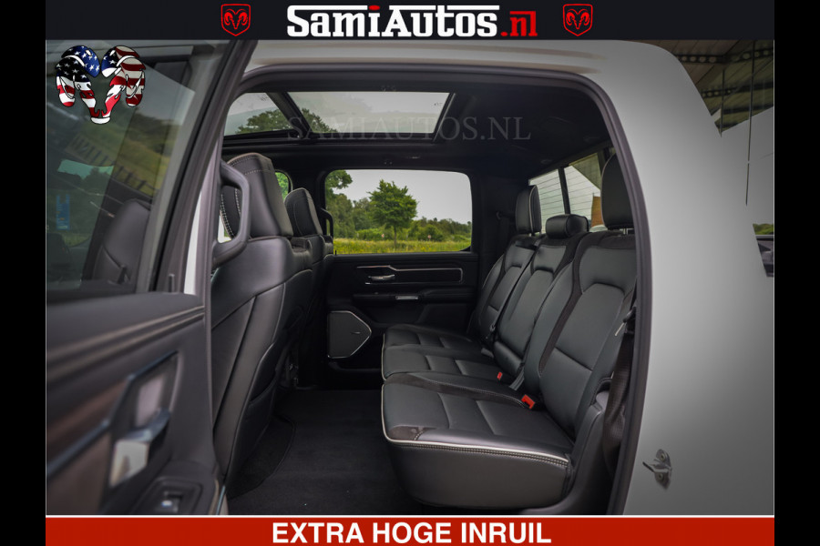 Dodge Ram 1500 GEEN MEERPRIJS | ALL IN | HELLCAT WHEELS | WIDE BODY | Laramie Night | 420Pk 636 Nn | Extra Groot Scherm + Passagiers Scher Comfortabele Dubbele Cabine met Royale 5 Zitplaatsen | Nu Leverbaar uit Voorraad | Voorraad Nr 2223 - 5047
