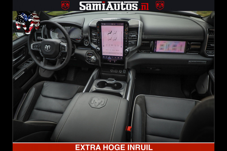 Dodge Ram 1500 GEEN MEERPRIJS | ALL IN | HELLCAT WHEELS | WIDE BODY | Laramie Night | 420Pk 636 Nn | Extra Groot Scherm + Passagiers Scher Comfortabele Dubbele Cabine met Royale 5 Zitplaatsen | Nu Leverbaar uit Voorraad | Voorraad Nr 2223 - 5047