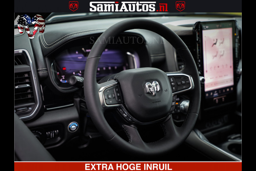 Dodge Ram 1500 GEEN MEERPRIJS | ALL IN | HELLCAT WHEELS | WIDE BODY | Laramie Night | 420Pk 636 Nn | Extra Groot Scherm + Passagiers Scher Comfortabele Dubbele Cabine met Royale 5 Zitplaatsen | Nu Leverbaar uit Voorraad | Voorraad Nr 2223 - 5047