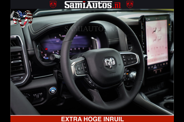 Dodge Ram 1500 GEEN MEERPRIJS | ALL IN | HELLCAT WHEELS | WIDE BODY | Laramie Night | 420Pk 636 Nn | Extra Groot Scherm + Passagiers Scher Comfortabele Dubbele Cabine met Royale 5 Zitplaatsen | Nu Leverbaar uit Voorraad | Voorraad Nr 2223 - 5047