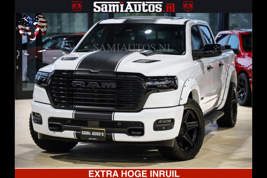 Dodge Ram 1500 GEEN MEERPRIJS | ALL IN | HELLCAT WHEELS | WIDE BODY | Laramie Night | 420Pk 636 Nn | Extra Groot Scherm + Passagiers Scher Comfortabele Dubbele Cabine met Royale 5 Zitplaatsen | Nu Leverbaar uit Voorraad | Voorraad Nr 2223 - 5047