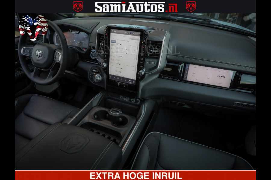 Dodge Ram 1500 GEEN MEERPRIJS | ALL IN | HELLCAT WHEELS | WIDE BODY | Laramie Night | 420Pk 636 Nn | Extra Groot Scherm + Passagiers Scher Comfortabele Dubbele Cabine met Royale 5 Zitplaatsen | Nu Leverbaar uit Voorraad | Voorraad Nr 2223 - 5047