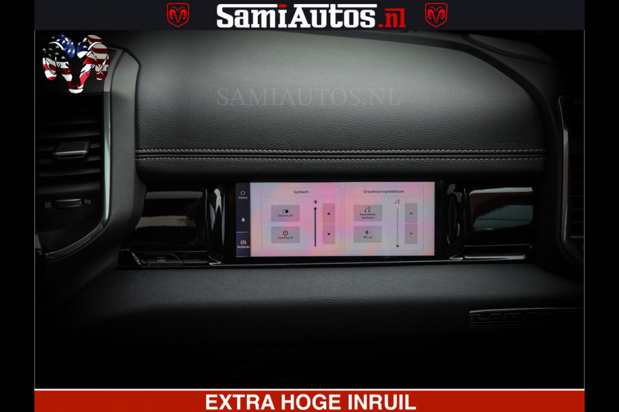 Dodge Ram 1500 GEEN MEERPRIJS | ALL IN | HELLCAT WHEELS | WIDE BODY | Laramie Night | 420Pk 636 Nn | Extra Groot Scherm + Passagiers Scher Comfortabele Dubbele Cabine met Royale 5 Zitplaatsen | Nu Leverbaar uit Voorraad | Voorraad Nr 2223 - 5047