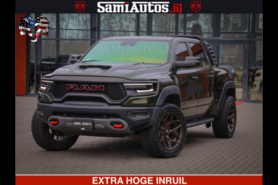 Dodge Ram 1500 TRX OLEA GREEN HELLCAT 6.2 V8 712PK | CARBON PACK | RODE STIKSELS | BOM VOL | 4PLAY WHEELS | DUBBELE CABINE | 5 PERSOONS DC | DE MOOISTE VAN NL |