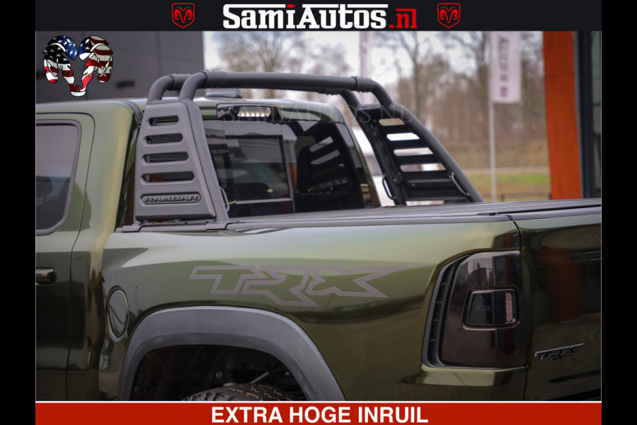 Dodge Ram 1500 TRX OLEA GREEN HELLCAT 6.2 V8 712PK | CARBON PACK | RODE STIKSELS | BOM VOL | 4PLAY WHEELS | DUBBELE CABINE | 5 PERSOONS DC | DE MOOISTE VAN NL |