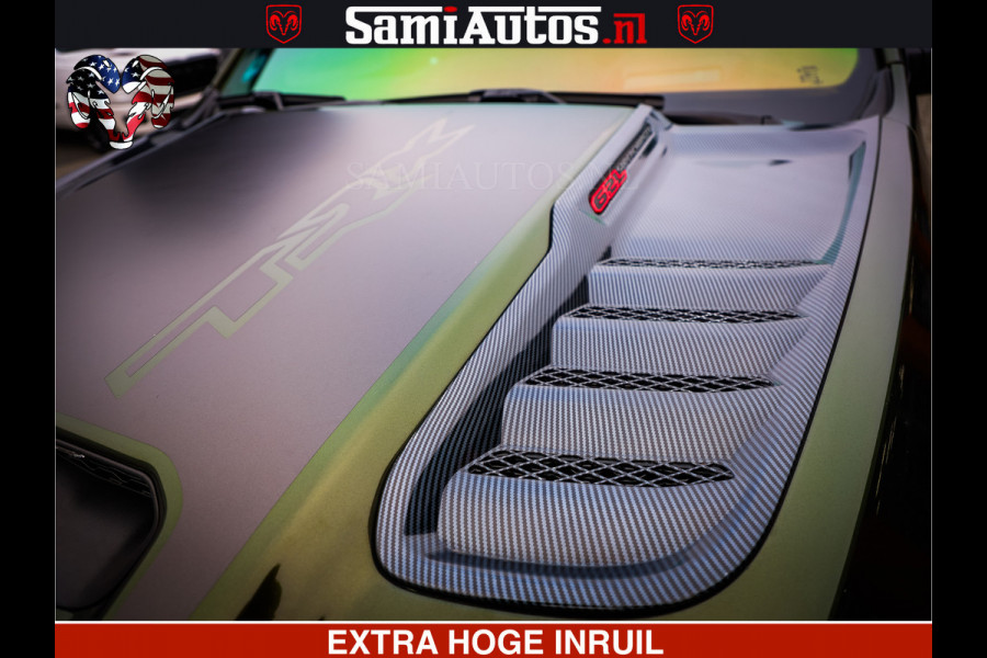 Dodge Ram 1500 TRX OLEA GREEN HELLCAT 6.2 V8 712PK | CARBON PACK | RODE STIKSELS | BOM VOL | 4PLAY WHEELS | DUBBELE CABINE | 5 PERSOONS DC | DE MOOISTE VAN NL |