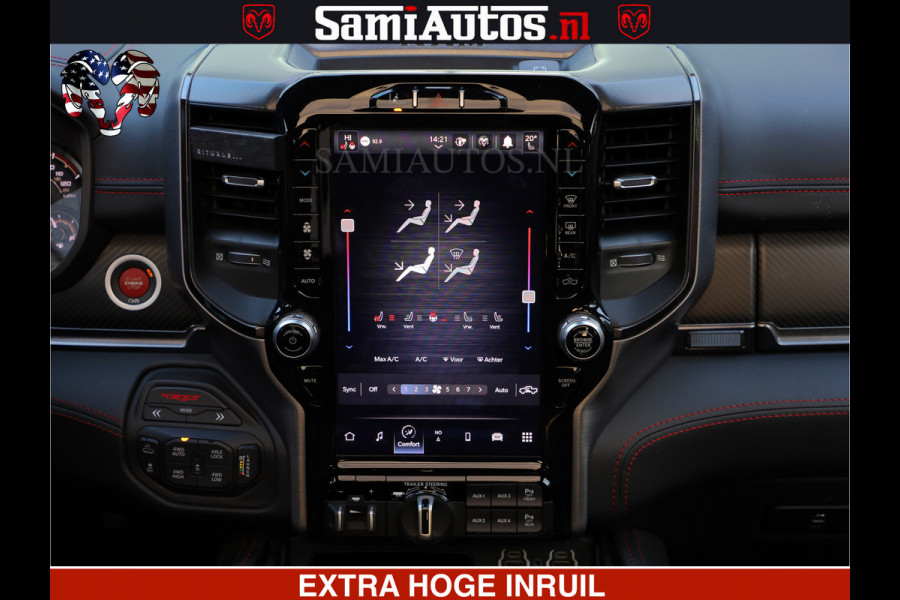 Dodge Ram 1500 TRX OLEA GREEN HELLCAT 6.2 V8 712PK | CARBON PACK | RODE STIKSELS | BOM VOL | 4PLAY WHEELS | DUBBELE CABINE | 5 PERSOONS DC | DE MOOISTE VAN NL |