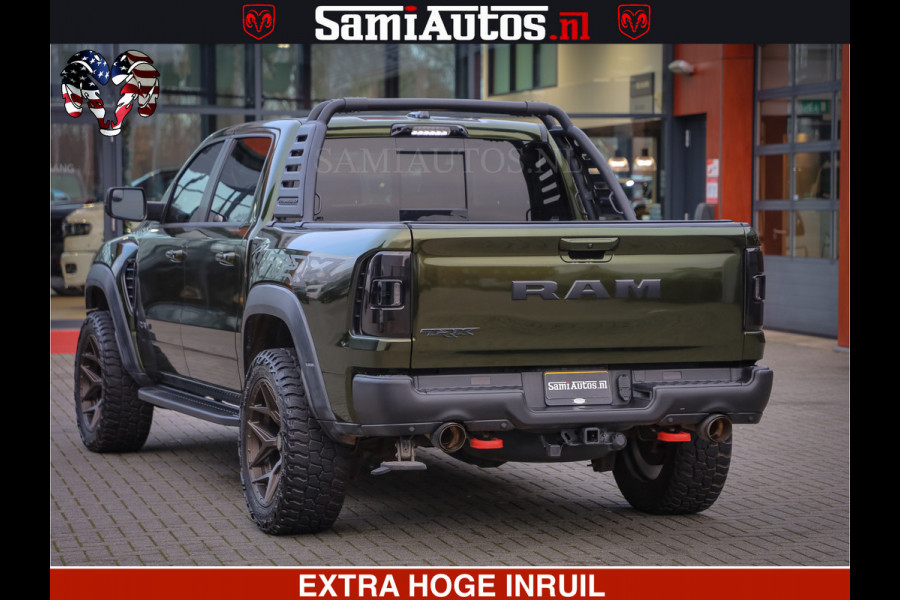 Dodge Ram 1500 TRX OLEA GREEN HELLCAT 6.2 V8 712PK | CARBON PACK | RODE STIKSELS | BOM VOL | 4PLAY WHEELS | DUBBELE CABINE | 5 PERSOONS DC | DE MOOISTE VAN NL |