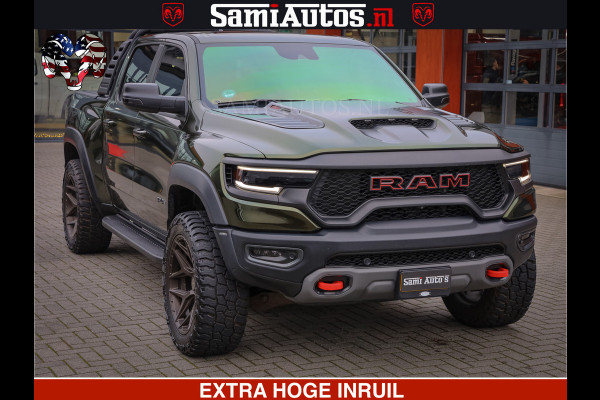 Dodge Ram 1500 TRX OLEA GREEN HELLCAT 6.2 V8 712PK | CARBON PACK | RODE STIKSELS | BOM VOL | 4PLAY WHEELS | DUBBELE CABINE | 5 PERSOONS DC | DE MOOISTE VAN NL |