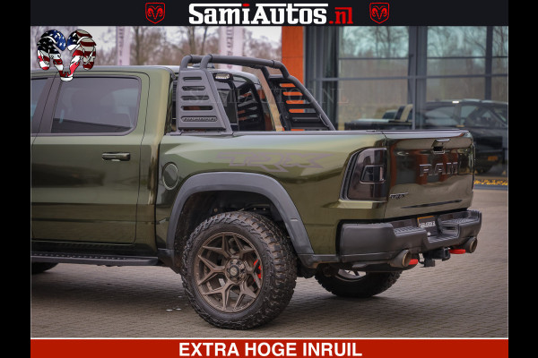 Dodge Ram 1500 TRX OLEA GREEN HELLCAT 6.2 V8 712PK | CARBON PACK | RODE STIKSELS | BOM VOL | 4PLAY WHEELS | DUBBELE CABINE | 5 PERSOONS DC | DE MOOISTE VAN NL |