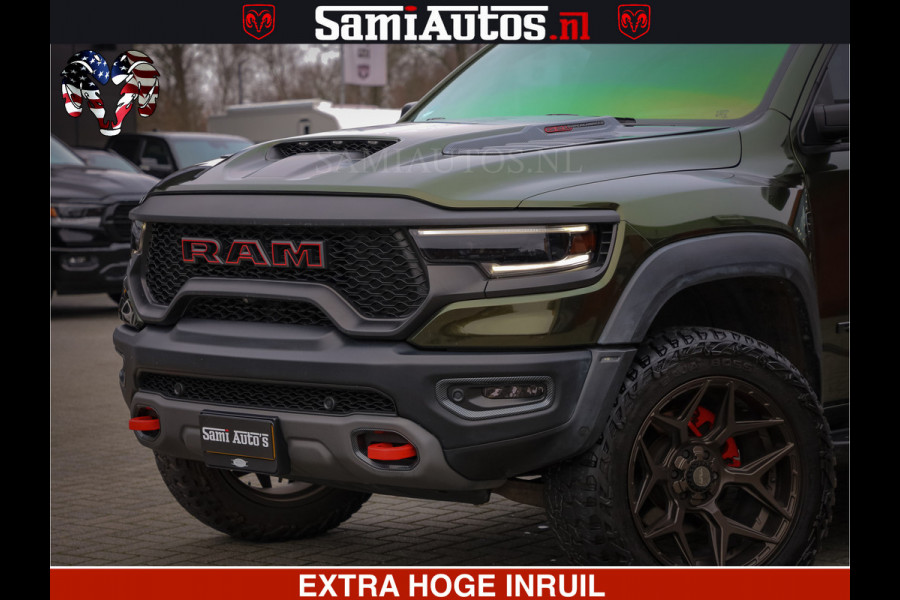Dodge Ram 1500 TRX OLEA GREEN HELLCAT 6.2 V8 712PK | CARBON PACK | RODE STIKSELS | BOM VOL | 4PLAY WHEELS | DUBBELE CABINE | 5 PERSOONS DC | DE MOOISTE VAN NL |