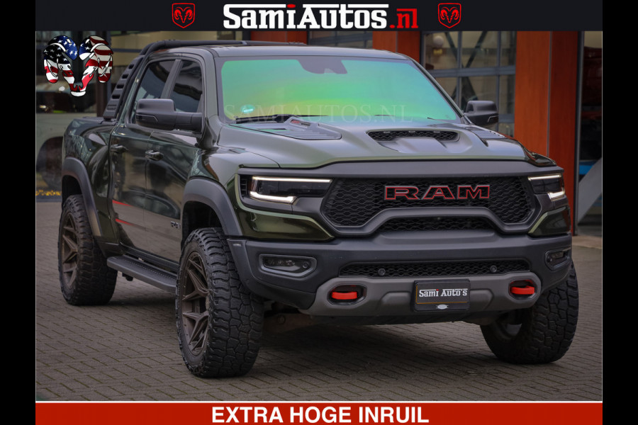 Dodge Ram 1500 TRX OLEA GREEN HELLCAT 6.2 V8 712PK | CARBON PACK | RODE STIKSELS | BOM VOL | 4PLAY WHEELS | DUBBELE CABINE | 5 PERSOONS DC | DE MOOISTE VAN NL |