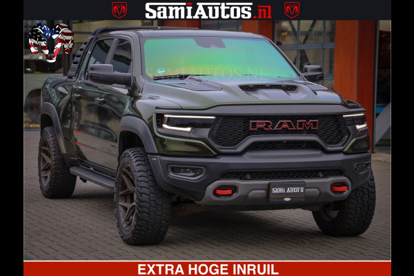 Dodge Ram 1500 TRX OLEA GREEN HELLCAT 6.2 V8 712PK | CARBON PACK | RODE STIKSELS | BOM VOL | 4PLAY WHEELS | DUBBELE CABINE | 5 PERSOONS DC | DE MOOISTE VAN NL |