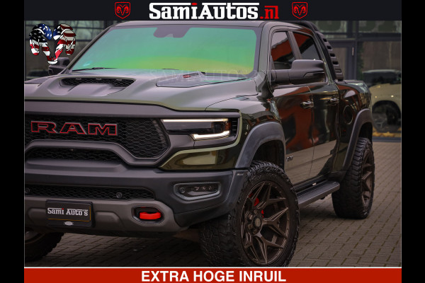 Dodge Ram 1500 TRX OLEA GREEN HELLCAT 6.2 V8 712PK | CARBON PACK | RODE STIKSELS | BOM VOL | 4PLAY WHEELS | DUBBELE CABINE | 5 PERSOONS DC | DE MOOISTE VAN NL |