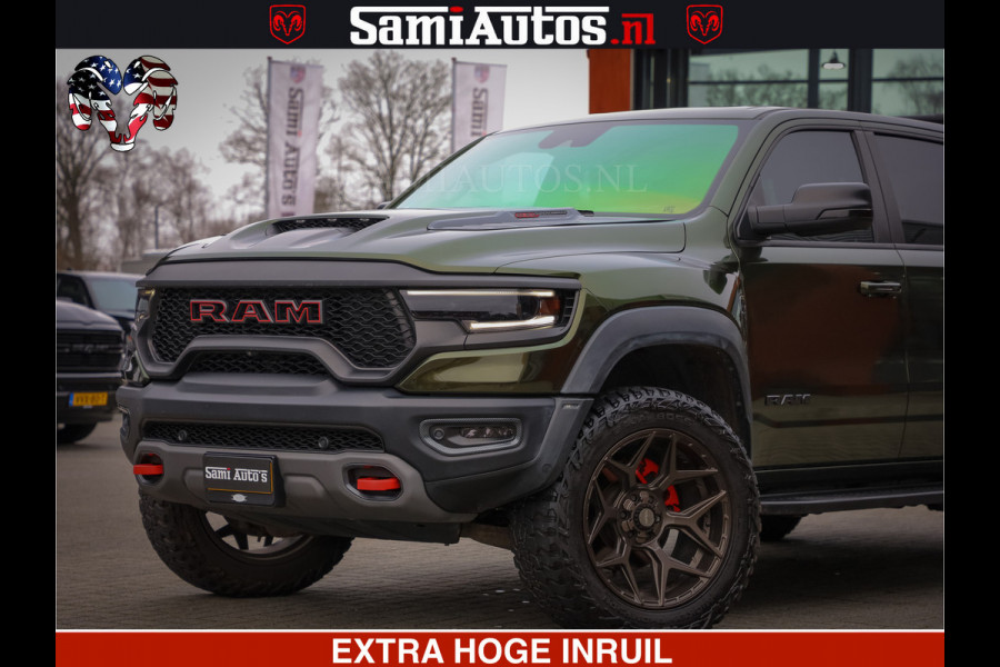 Dodge Ram 1500 TRX OLEA GREEN HELLCAT 6.2 V8 712PK | CARBON PACK | RODE STIKSELS | BOM VOL | 4PLAY WHEELS | DUBBELE CABINE | 5 PERSOONS DC | DE MOOISTE VAN NL |