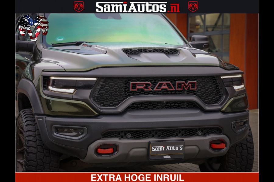Dodge Ram 1500 TRX OLEA GREEN HELLCAT 6.2 V8 712PK | CARBON PACK | RODE STIKSELS | BOM VOL | 4PLAY WHEELS | DUBBELE CABINE | 5 PERSOONS DC | DE MOOISTE VAN NL |