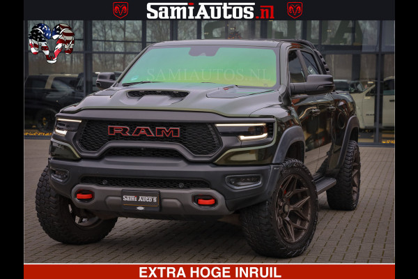 Dodge Ram 1500 TRX OLEA GREEN HELLCAT 6.2 V8 712PK | CARBON PACK | RODE STIKSELS | BOM VOL | 4PLAY WHEELS | DUBBELE CABINE | 5 PERSOONS DC | DE MOOISTE VAN NL |