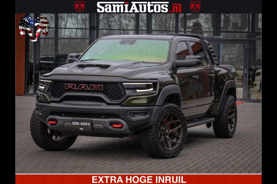 Dodge Ram 1500 TRX OLEA GREEN HELLCAT 6.2 V8 712PK | CARBON PACK | RODE STIKSELS | BOM VOL | 4PLAY WHEELS | DUBBELE CABINE | 5 PERSOONS DC | DE MOOISTE VAN NL |