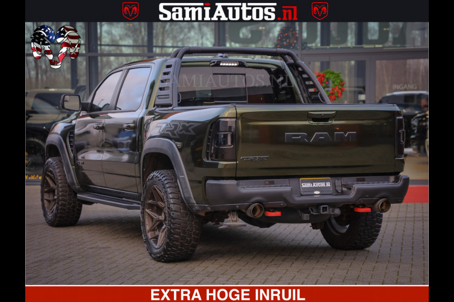 Dodge Ram 1500 TRX OLEA GREEN HELLCAT 6.2 V8 712PK | CARBON PACK | RODE STIKSELS | BOM VOL | 4PLAY WHEELS | DUBBELE CABINE | 5 PERSOONS DC | DE MOOISTE VAN NL |