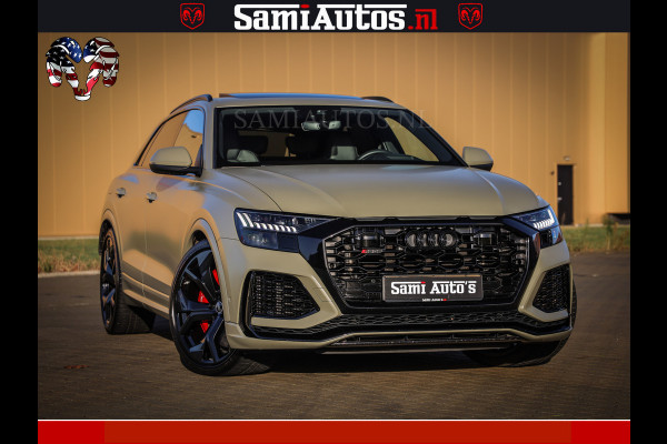 Audi RS Q8 RSQ8 600PK 4.0 TFSI | MATT OLIVE GREEN | QUATTRO | MEGA VOLLE RSQ8 | BANG & OLUFSEN | HUD | 4 WIELBESTURING | 23 INCH AUDI SPORT WHEELS | RS BEKLEDING ZWART | PANO | SOFTCLOSE | De Lamborghini Urus en Audi RS Q8 zijn beide supersnelle SUV's met dezelfde basis (4.0L V8 twin-turbo motor van de VW Group)