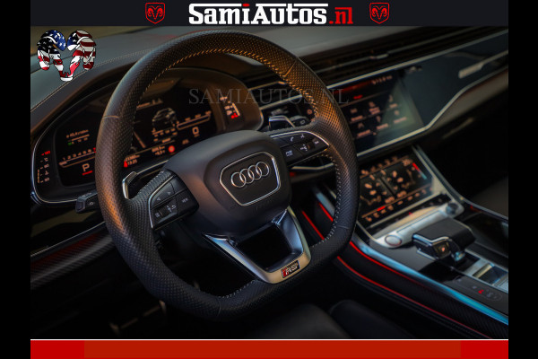 Audi RS Q8 RSQ8 600PK 4.0 TFSI | MATT OLIVE GREEN | QUATTRO | MEGA VOLLE RSQ8 | BANG & OLUFSEN | HUD | 4 WIELBESTURING | 23 INCH AUDI SPORT WHEELS | RS BEKLEDING ZWART | PANO | SOFTCLOSE | De Lamborghini Urus en Audi RS Q8 zijn beide supersnelle SUV's met dezelfde basis (4.0L V8 twin-turbo motor van de VW Group)