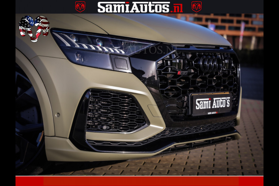 Audi RS Q8 RSQ8 600PK 4.0 TFSI | MATT OLIVE GREEN | QUATTRO | MEGA VOLLE RSQ8 | BANG & OLUFSEN | HUD | 4 WIELBESTURING | 23 INCH AUDI SPORT WHEELS | RS BEKLEDING ZWART | PANO | SOFTCLOSE | De Lamborghini Urus en Audi RS Q8 zijn beide supersnelle SUV's met dezelfde basis (4.0L V8 twin-turbo motor van de VW Group)