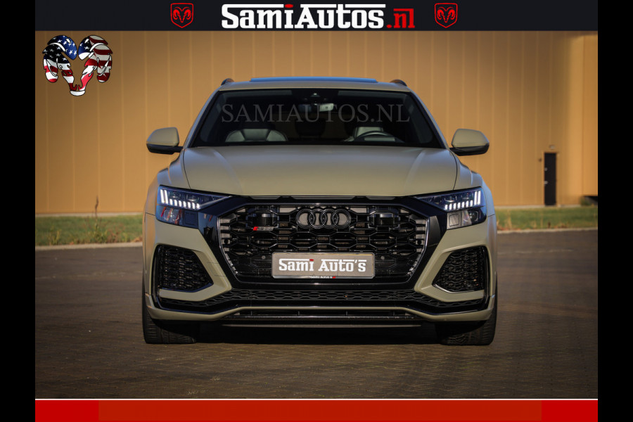 Audi RS Q8 RSQ8 600PK 4.0 TFSI | MATT OLIVE GREEN | QUATTRO | MEGA VOLLE RSQ8 | BANG & OLUFSEN | HUD | 4 WIELBESTURING | 23 INCH AUDI SPORT WHEELS | RS BEKLEDING ZWART | PANO | SOFTCLOSE | De Lamborghini Urus en Audi RS Q8 zijn beide supersnelle SUV's met dezelfde basis (4.0L V8 twin-turbo motor van de VW Group)