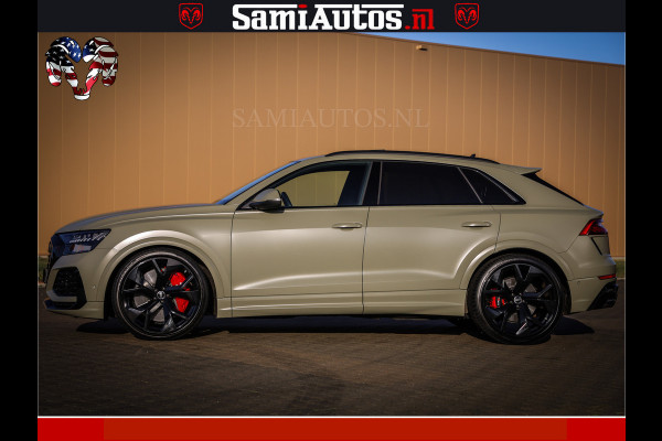 Audi RS Q8 RSQ8 600PK 4.0 TFSI | MATT OLIVE GREEN | QUATTRO | MEGA VOLLE RSQ8 | BANG & OLUFSEN | HUD | 4 WIELBESTURING | 23 INCH AUDI SPORT WHEELS | RS BEKLEDING ZWART | PANO | SOFTCLOSE | De Lamborghini Urus en Audi RS Q8 zijn beide supersnelle SUV's met dezelfde basis (4.0L V8 twin-turbo motor van de VW Group)