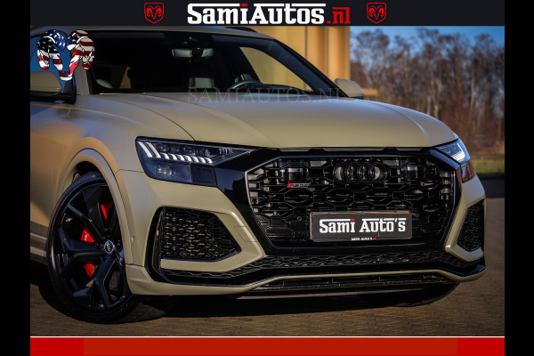 Audi RS Q8 RSQ8 600PK 4.0 TFSI | MATT OLIVE GREEN | QUATTRO | MEGA VOLLE RSQ8 | BANG & OLUFSEN | HUD | 4 WIELBESTURING | 23 INCH AUDI SPORT WHEELS | RS BEKLEDING ZWART | PANO | SOFTCLOSE | De Lamborghini Urus en Audi RS Q8 zijn beide supersnelle SUV's met dezelfde basis (4.0L V8 twin-turbo motor van de VW Group)