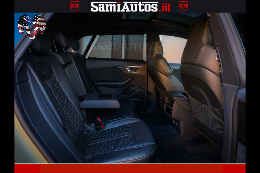 Audi RS Q8 RSQ8 600PK 4.0 TFSI | MATT OLIVE GREEN | QUATTRO | MEGA VOLLE RSQ8 | BANG & OLUFSEN | HUD | 4 WIELBESTURING | 23 INCH AUDI SPORT WHEELS | RS BEKLEDING ZWART | PANO | SOFTCLOSE | De Lamborghini Urus en Audi RS Q8 zijn beide supersnelle SUV's met dezelfde basis (4.0L V8 twin-turbo motor van de VW Group)