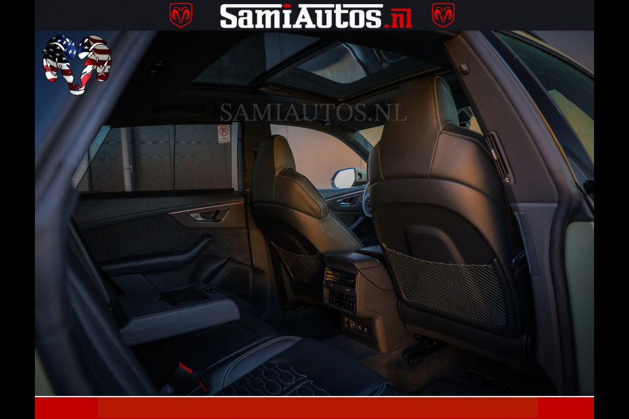 Audi RS Q8 RSQ8 600PK 4.0 TFSI | MATT OLIVE GREEN | QUATTRO | MEGA VOLLE RSQ8 | BANG & OLUFSEN | HUD | 4 WIELBESTURING | 23 INCH AUDI SPORT WHEELS | RS BEKLEDING ZWART | PANO | SOFTCLOSE | De Lamborghini Urus en Audi RS Q8 zijn beide supersnelle SUV's met dezelfde basis (4.0L V8 twin-turbo motor van de VW Group)