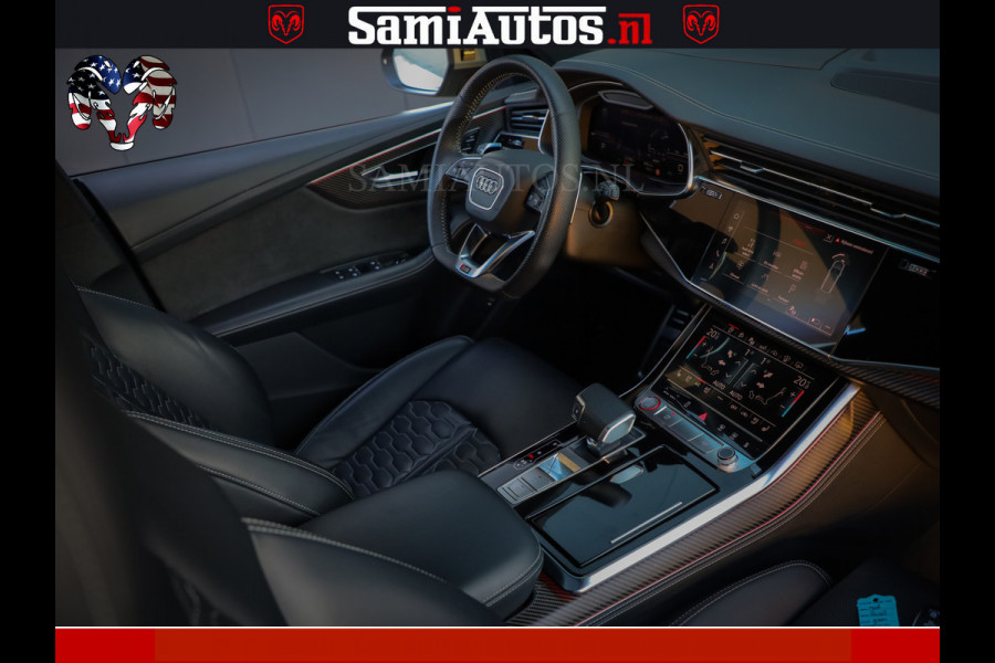 Audi RS Q8 RSQ8 600PK 4.0 TFSI | MATT OLIVE GREEN | QUATTRO | MEGA VOLLE RSQ8 | BANG & OLUFSEN | HUD | 4 WIELBESTURING | 23 INCH AUDI SPORT WHEELS | RS BEKLEDING ZWART | PANO | SOFTCLOSE | De Lamborghini Urus en Audi RS Q8 zijn beide supersnelle SUV's met dezelfde basis (4.0L V8 twin-turbo motor van de VW Group)